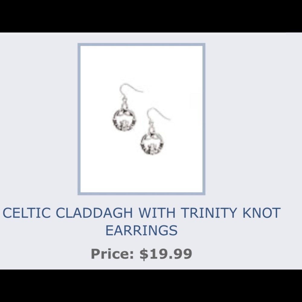 Silvertone Trinity Claddagh Drop Earings